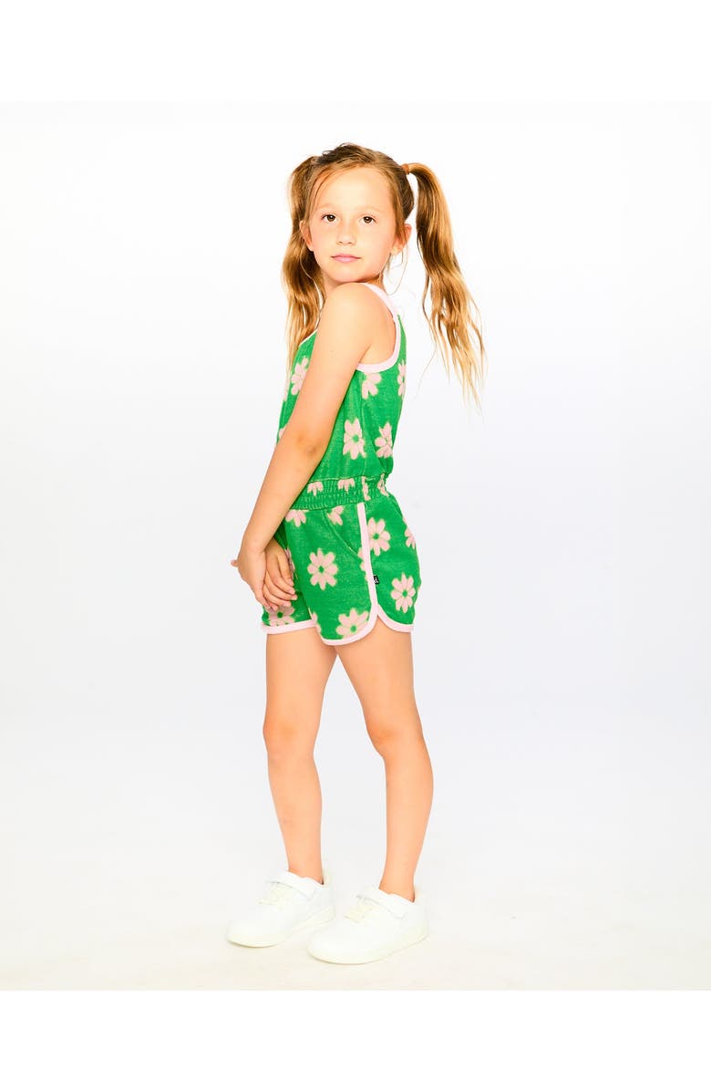 Deux par Deux Terry Cloth Sleeveless Flowers Jumpsuit, Alternate, color, Green Floral Print