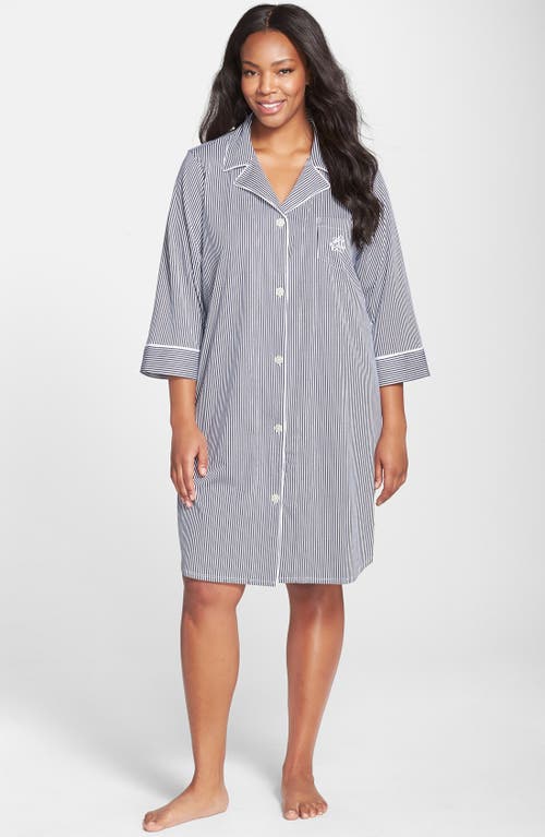 Ralph Lauren Lauren Knit Jersey Sleep Shirt In Windsor Navy/white Stripe