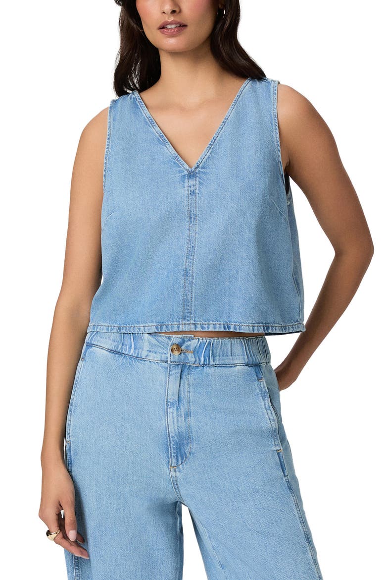 Zola Back Tie Crop Denim Top, Main, color, REVOLUTION