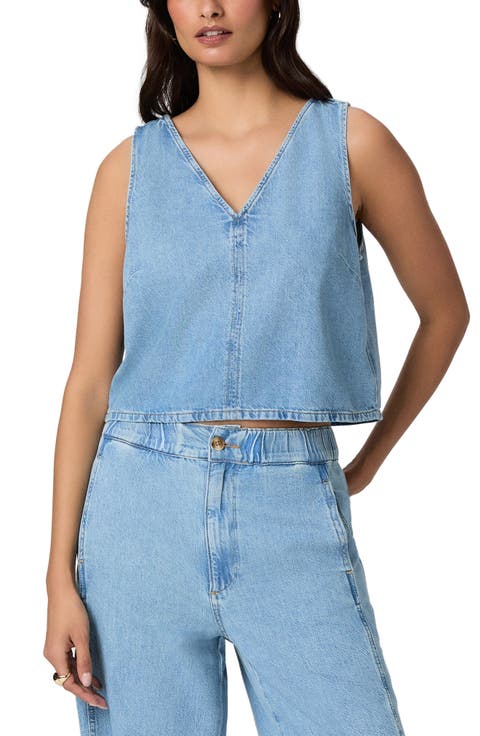 Zola Back Tie Crop Denim Top