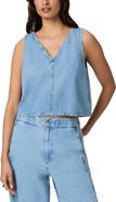 PAIGE Zola Back Tie Crop Denim Top