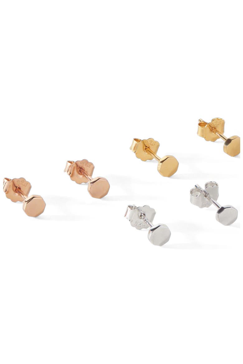 The Penny Mini Octogan Stud Earrings, Alternate, color, Rose Gold