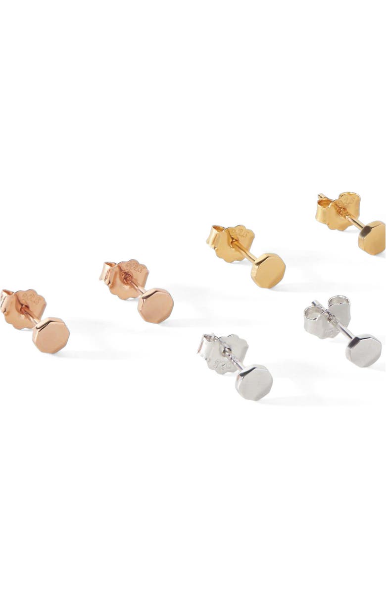 Ora Ana The Penny Mini Octogan Stud Earrings, Alternate, color, Gold