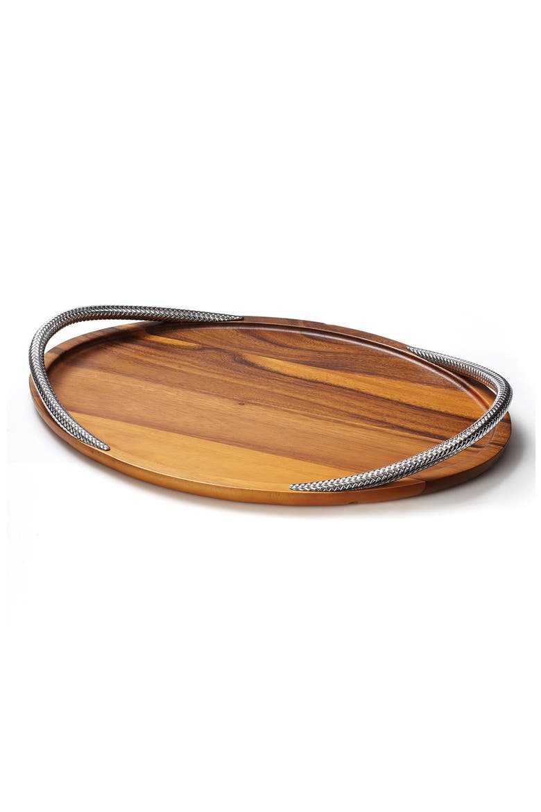 Braid Serving Tray, Main, color, BROWN