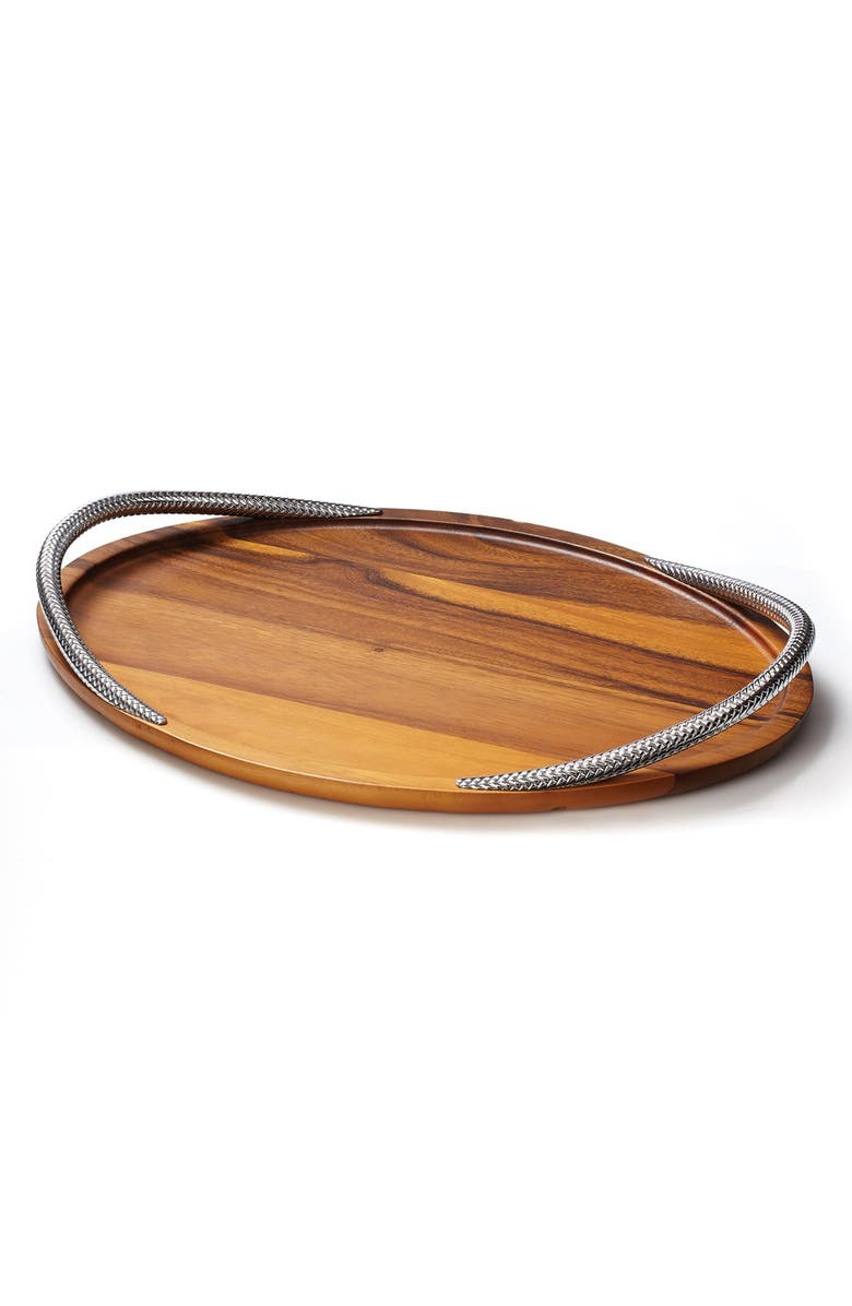 Nambé Braid Serving Tray, Main, color, Brown