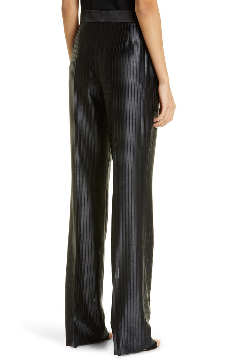 Akris Carl Embroidered Stripe Satin Pants, Alternate, color, 