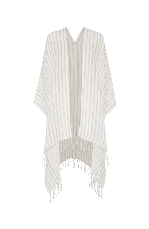 Brunello Cucinelli Poncho With Fringe In Panama