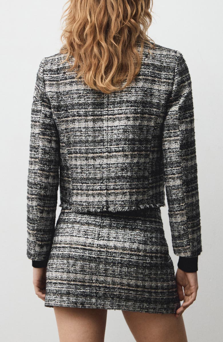 MANGO Tweed Fringe Trim Jacket, Alternate, color, 