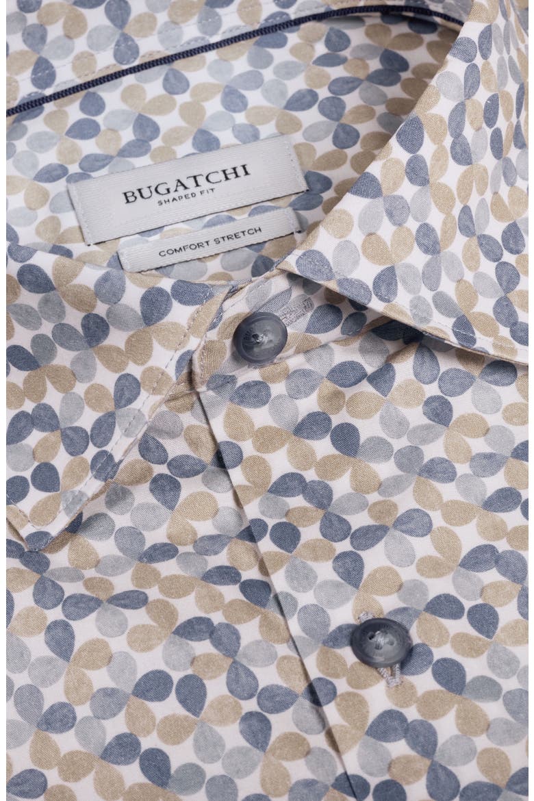 Axel Shaped Fit Geo Floral Stretch Cotton Button-Up Shirt, Alternate, color, WALNUT