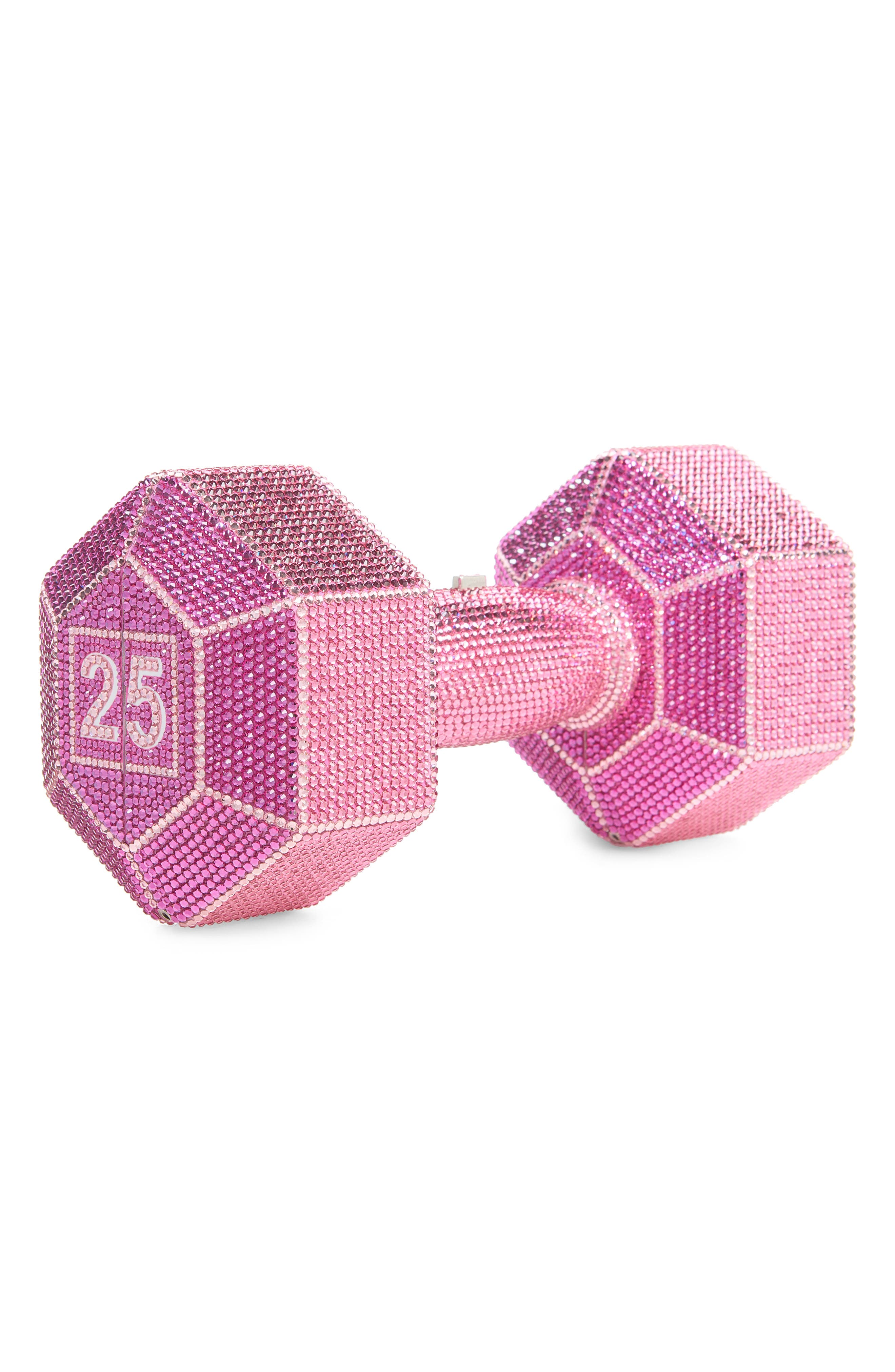 Dumbbell Crystal Clutch, Alternate, color, SILVER ROSE MULTI
