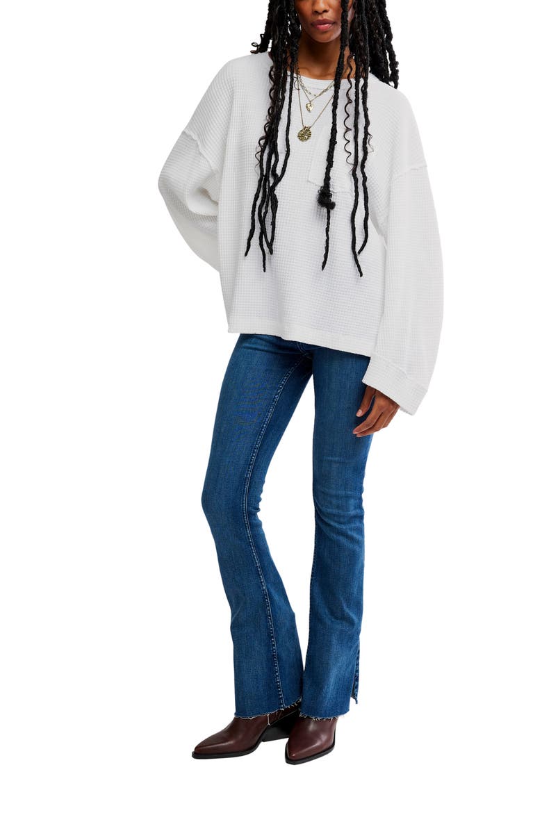 Free People Cotton Thermal Knit Top, Alternate, color, Ivory