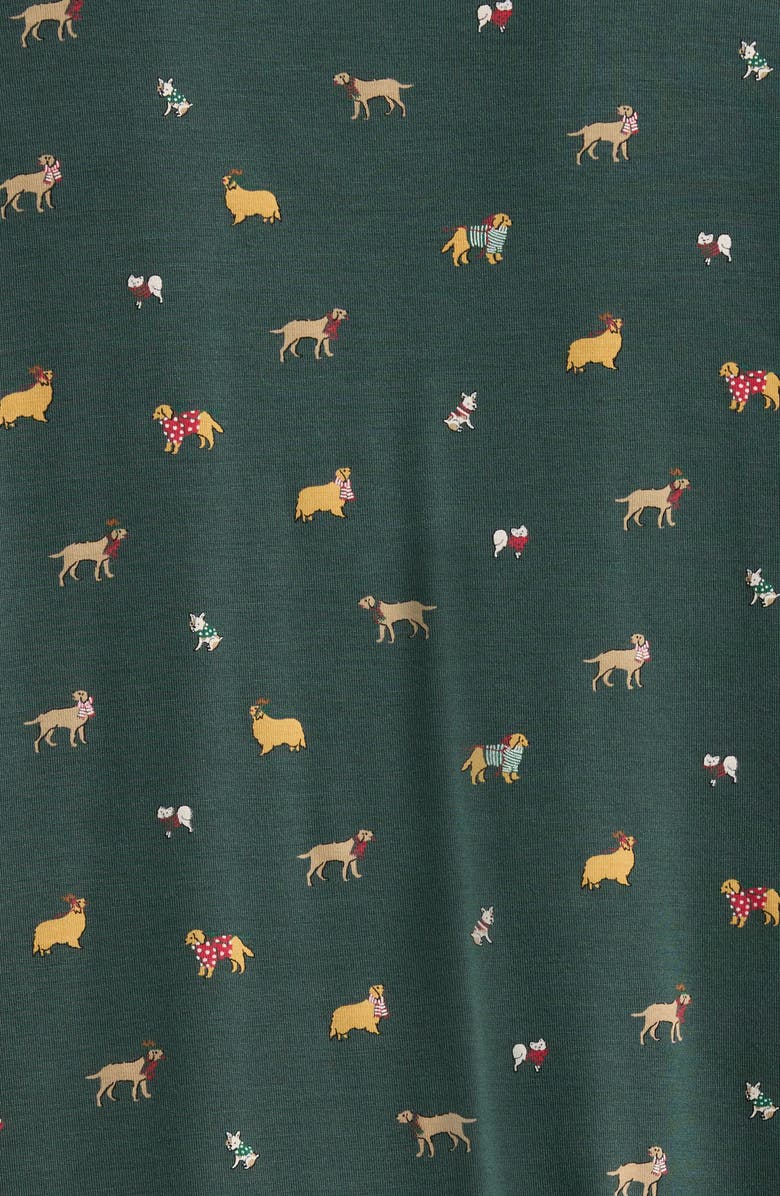 Eberjey Gisele Printed Long Pajamas, Alternate, color, Holiday Dogs Pine/Iv