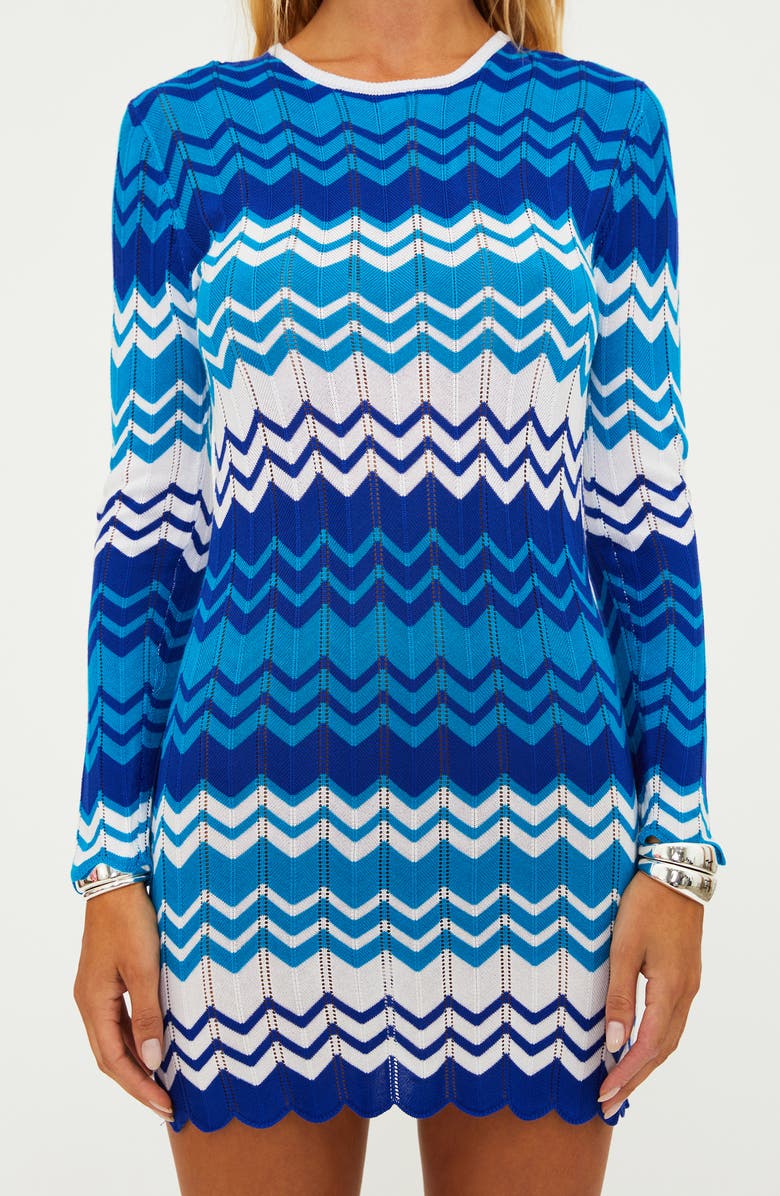 Beach Riot Shea Long Sleeve Cover-Up Dress, Alternate, color, Antibes Chevron