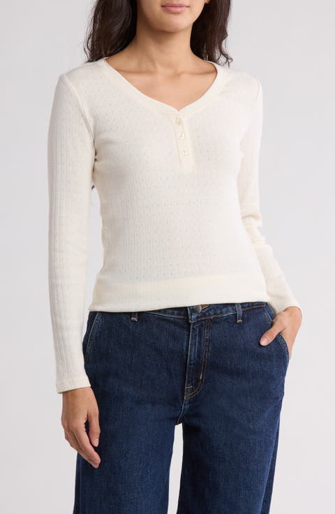 Long Sleeve Pointelle Henley