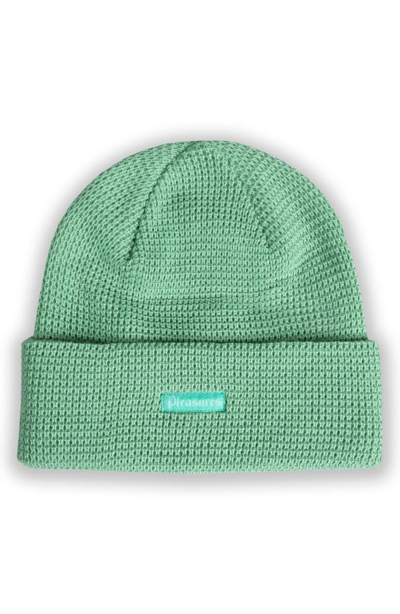 PLEASURES Old E Waffle Beanie, Main, color, Matcha