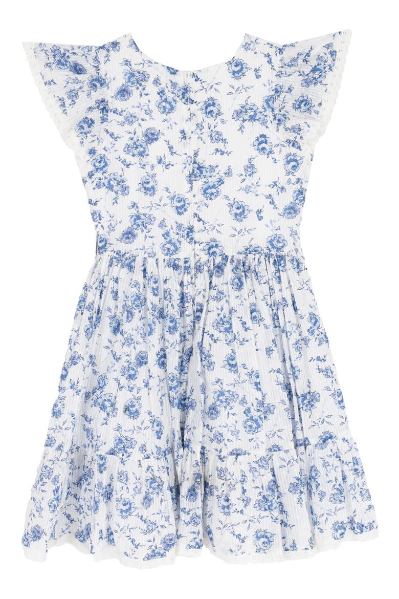 Kids' Floral Ruffle Sleeve Dress & Crossbody Bag, Alternate, color, BLUE