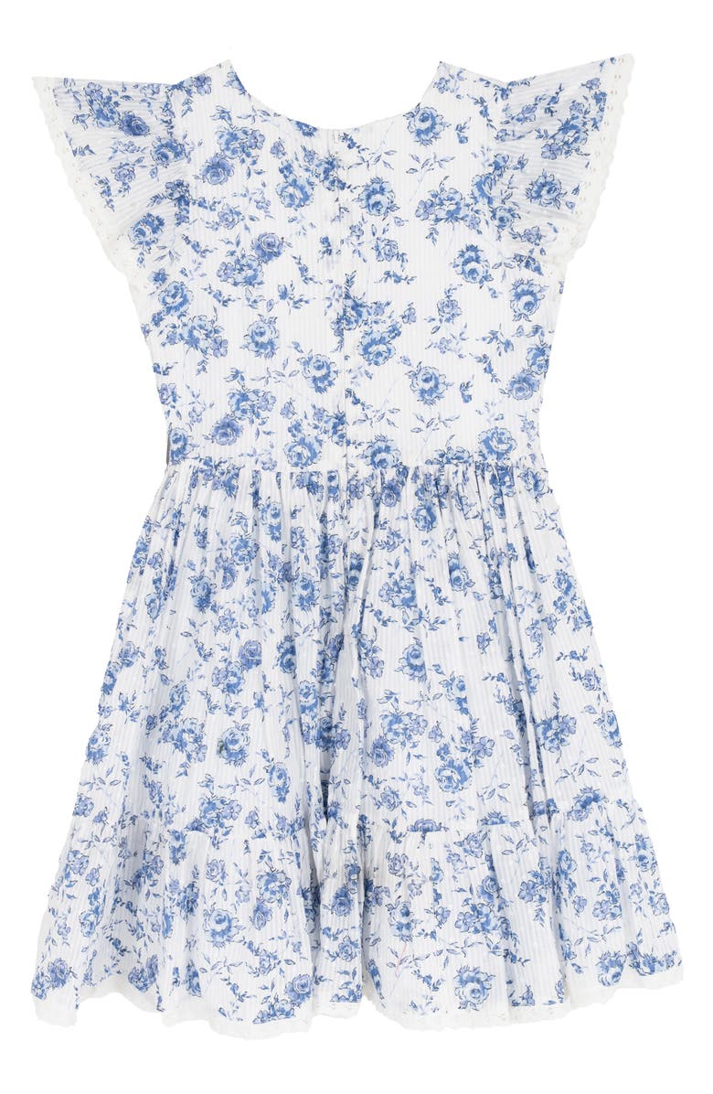 Rare Editions Kids' Floral Ruffle Sleeve Dress & Crossbody Bag, Alternate, color, Blue