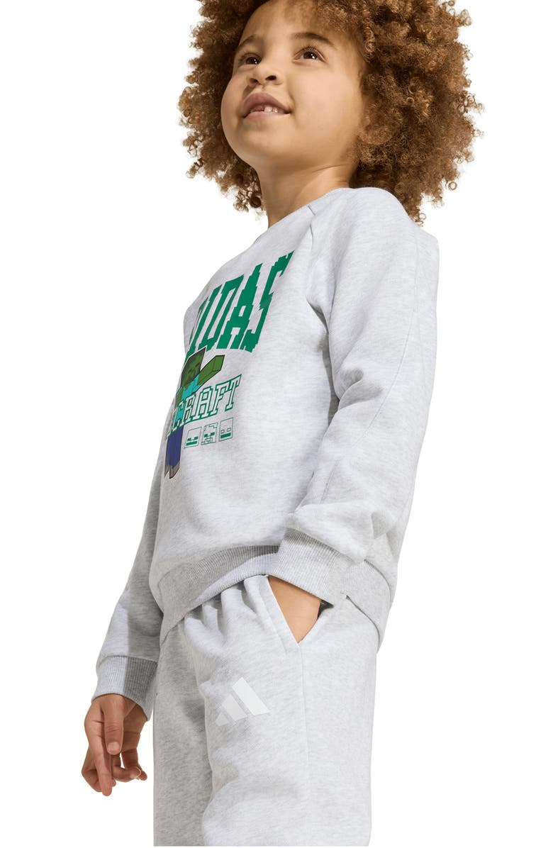 adidas Originals x Minecraft Kids' Graphic Sweatshirt & Joggers Set, Alternate, color, Light Grey Heather