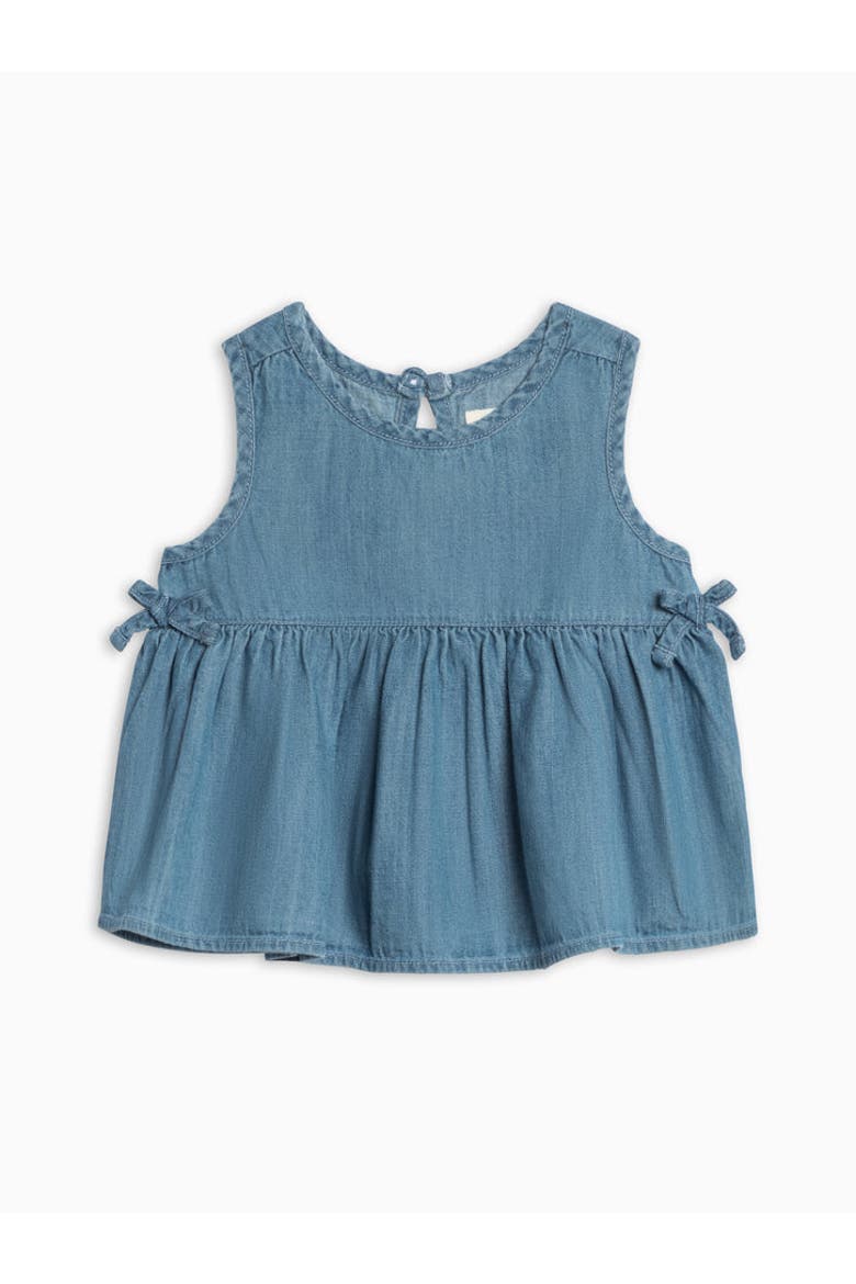 Organic Lana Chambray Ruffle and Bow Tank, Main, color, Chambray