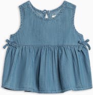 KENDI by Colored Organics Organic Lana Chambray Ruffle and Bow Tank