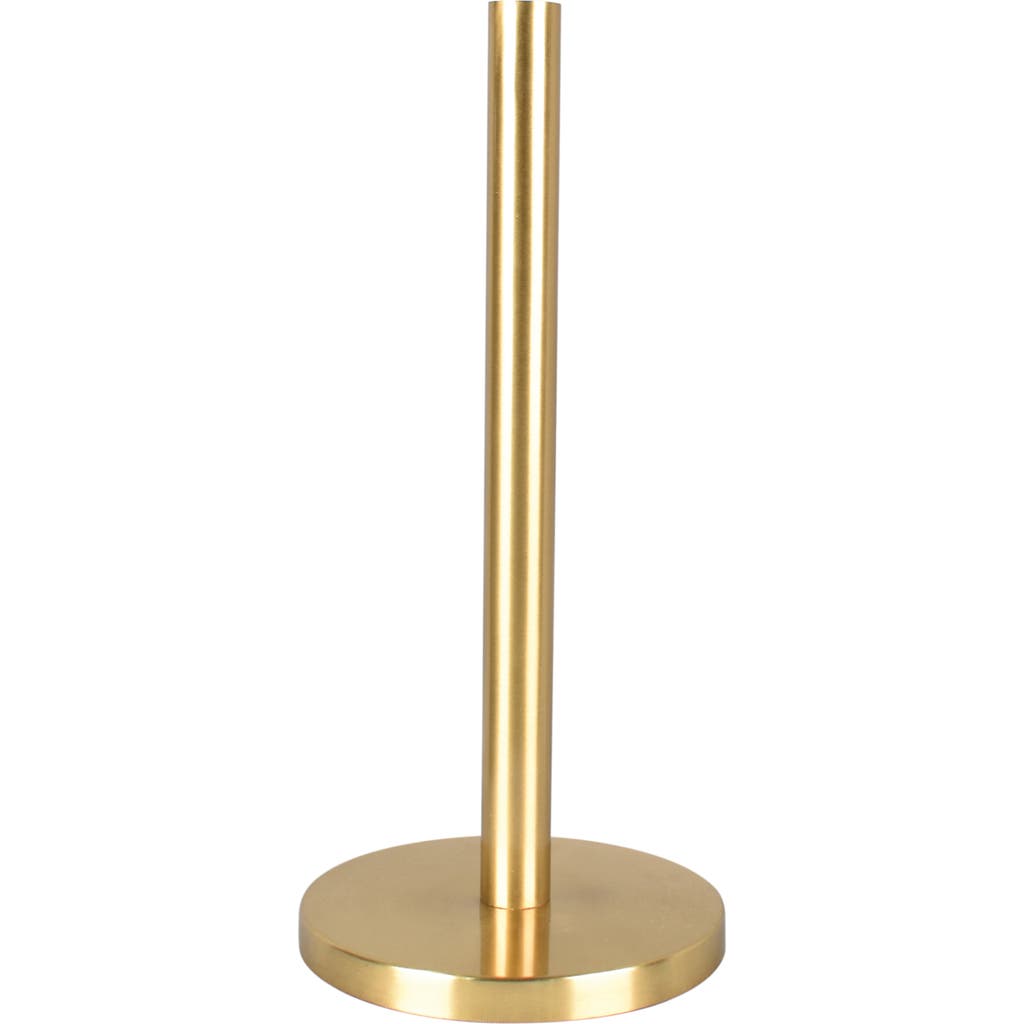 Happimess Avery Modern Classic Metal With Non Slip Weighted Marble Base Paper Towel Holder In Gold
