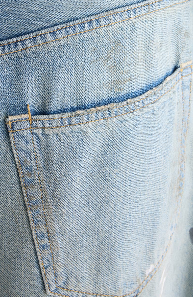 Acne Studios 2023 U Trafalgar Paint Splattered Straight Leg Jeans, Alternate, color, Light Blue