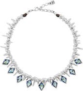 UNODE50 Stalactita Swarovski Crystal Charm Leather Necklace