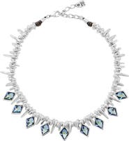 UNODE50 Stalactita Swarovski Crystal Charm Leather Necklace