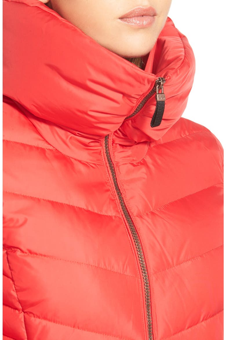 'Kirby' Chevron Quilted Pillow Collar Down & Feather Fill Coat, Alternate, color, RED