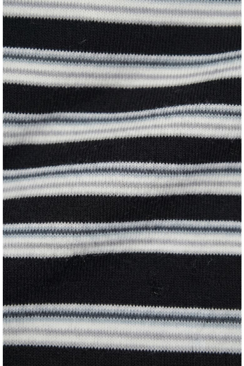 Off Shoulder Striped Knit Belted Top, Alternate, color, Black / White / Grey