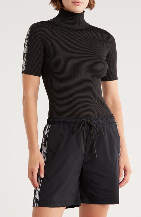 Logo Band Mock Neck Top