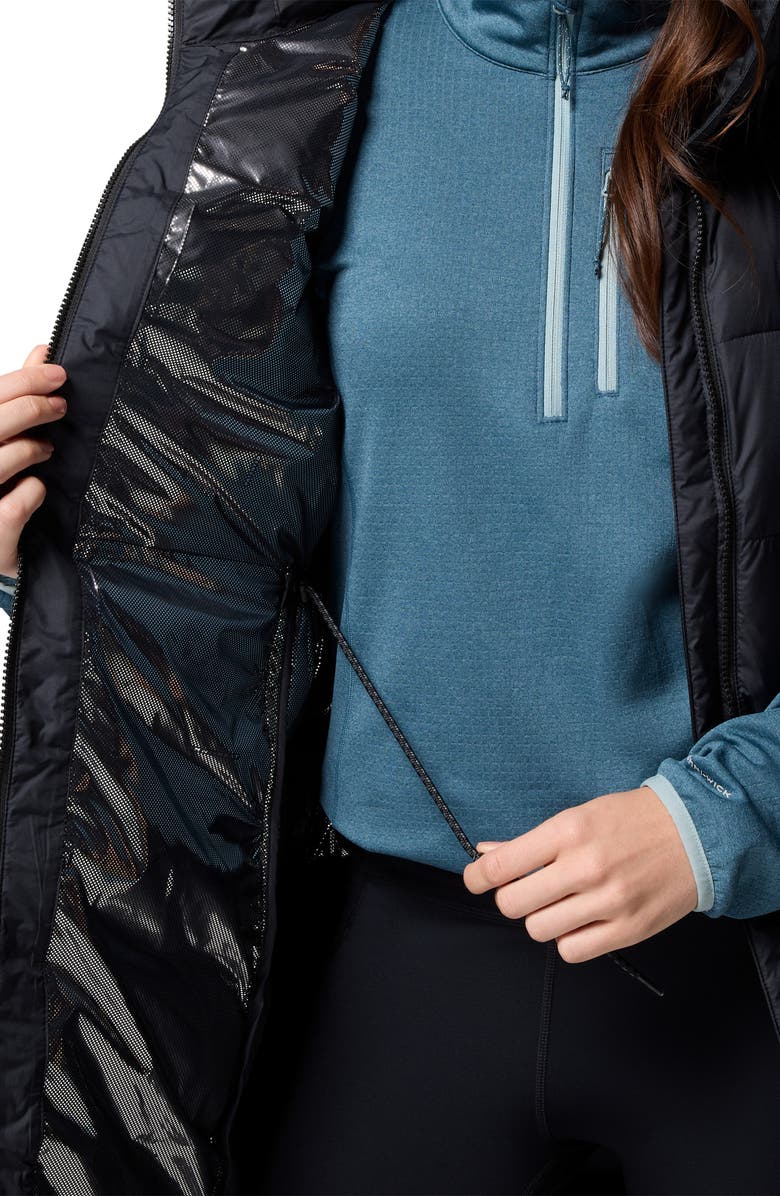 Columbia Pike Lake II Water Repellent Insulated Longline Hooded Vest, Alternate, color, Black 010