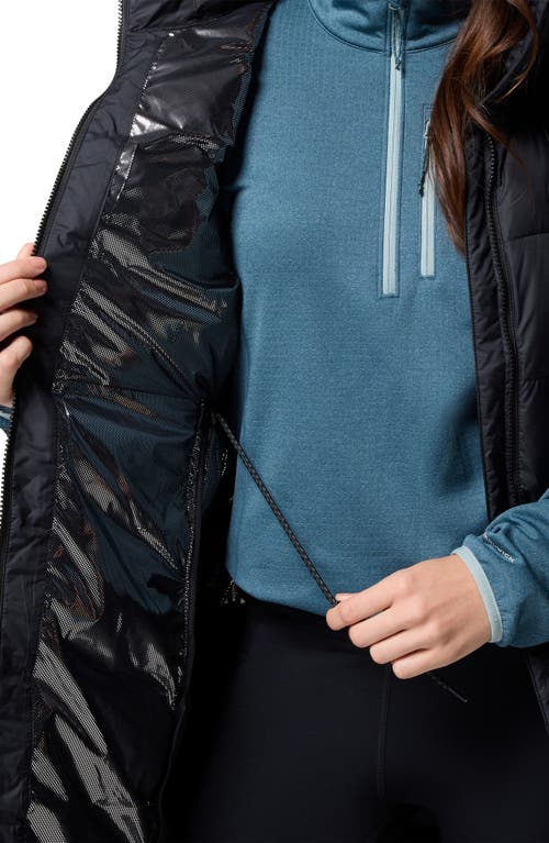 Columbia Pike Lake Ii Water Repellent Insulated Longline Hooded Vest In Black