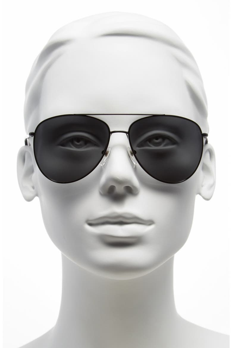'House Check Foil' 57mm Aviator Sunglasses, Alternate, color, BLACK