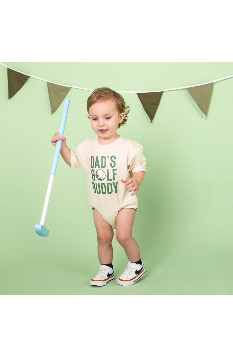 Sweet Wink Dad's Golf Buddy Short Sleeve Romper, Alternate, color, Natural