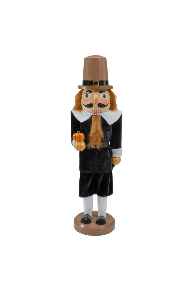 Northlight Pilgrim Man Wooden Fall Harvest Thanksgiving Nutcracker Decoration- 14", Main, color, 