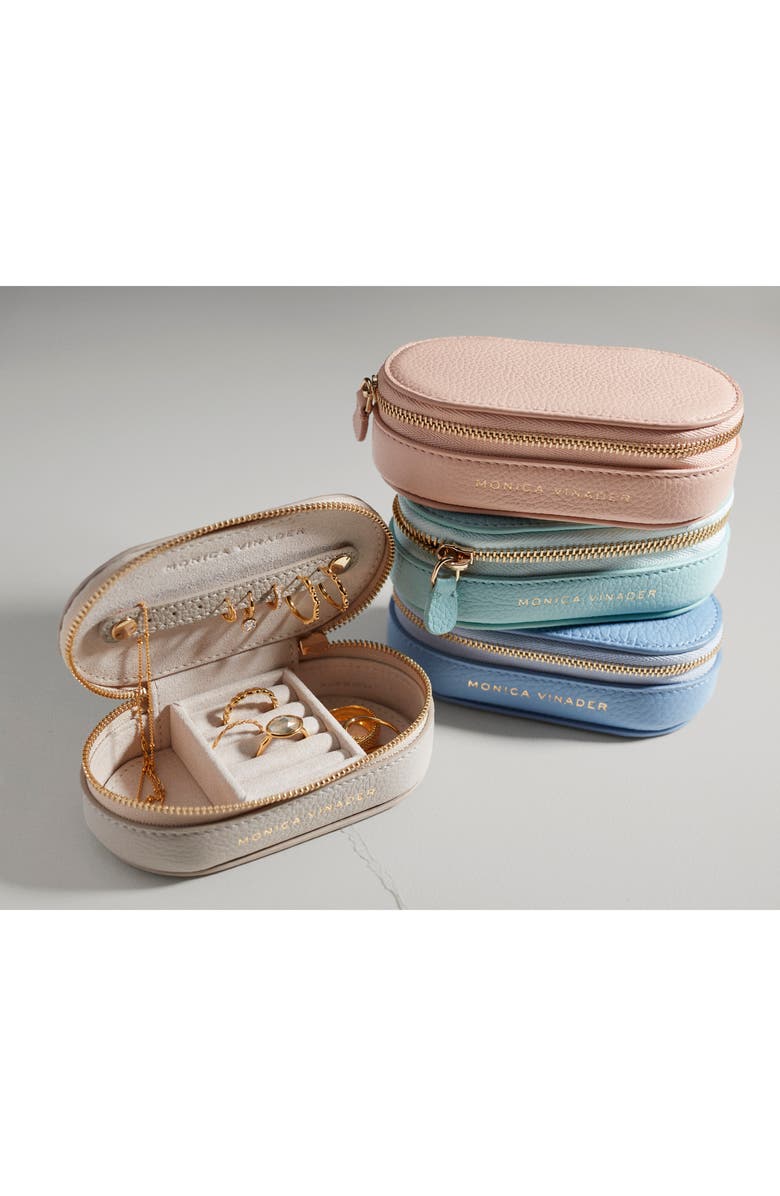 Monica Vinader Mini Leather Jewelry Case, Alternate, color, Pebble Grey