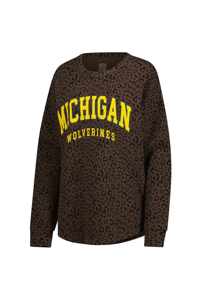 Women's Gameday Couture Brown Michigan Wolverines Leopard Oversized Sweatshirt, Alternate, color, Brown