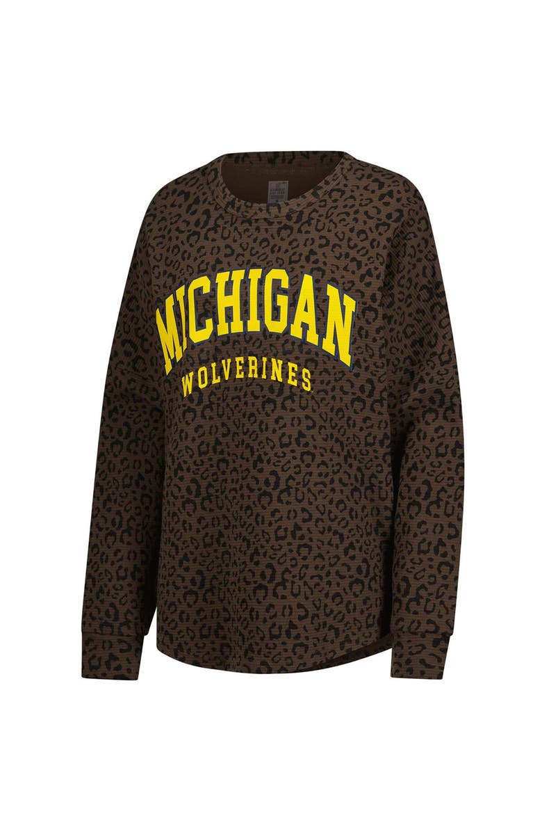 GAMEDAY COUTURE Women
s Gameday Couture Brown Michigan Wolverines Leopard Oversized Sweatshirt, Alternate, color, Brown