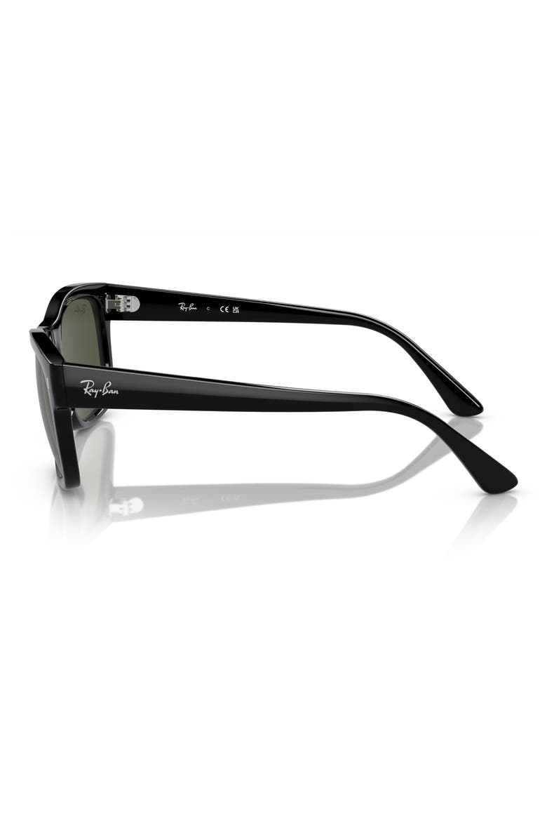56mm Rectangular Sunglasses, Alternate, color, BLACK