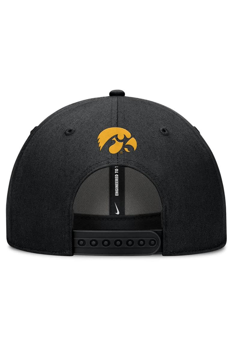 Men's Nike Black Iowa Hawkeyes Slanted Primetime Rise Performance Adjustable Hat, Alternate, color, Black