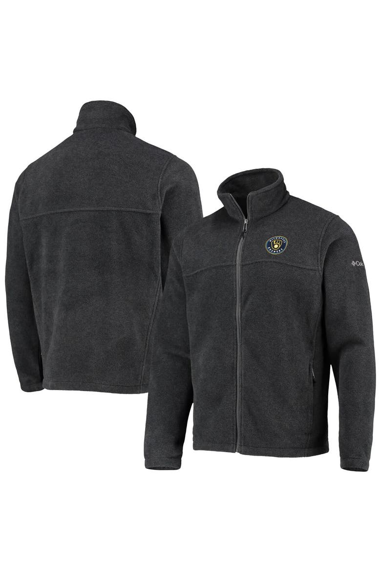 Men's Columbia Charcoal Milwaukee Brewers Full-Zip Flanker Jacket, Main, color, Charcoal