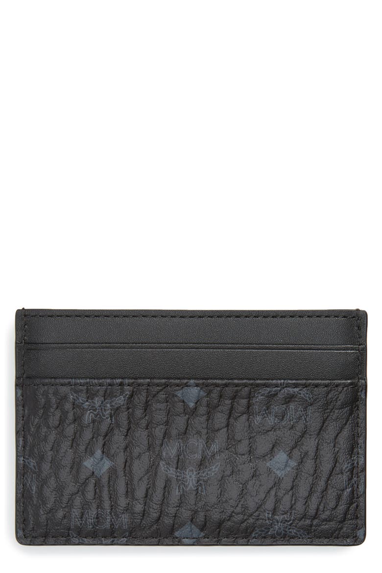 Logo Leather Card Case, Main, color, BLACK