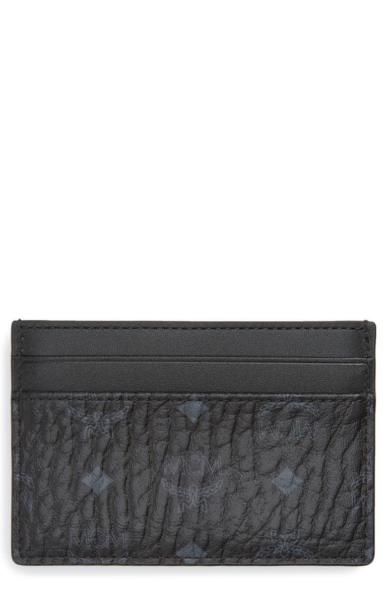 MCM Logo Leather Card Case, Main, color,