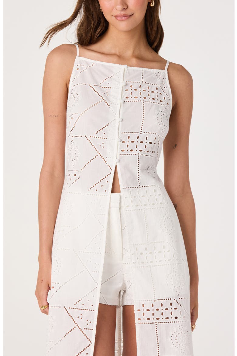 Mercy Eyelet Cotton Button-Up Tunic Top, Alternate, color, WHITE