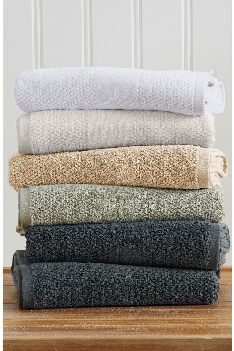 6-Piece Textured Weave Cotton Bath Towel Set, Alternate, color, MIDNIGHT BLUE
