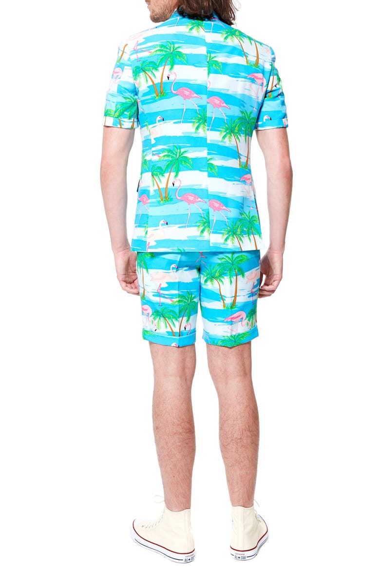 OppoSuitsFlaminguy - Summer' Trim Fit Two-Piece Short Suit with Tie, Alternate, color, BLUE
