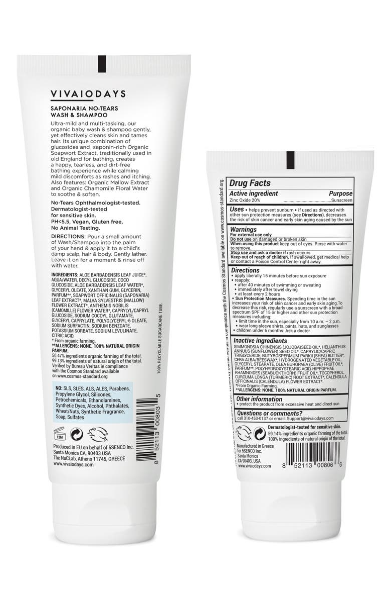 VIVAIODAYS Organic Summer Care Duo Baby 2-in-1 Wash & Sunscreen Set, Alternate, color, 