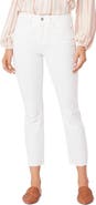 PAIGE Cindy High Waist Raw Hem Ankle Straight Leg Jeans
