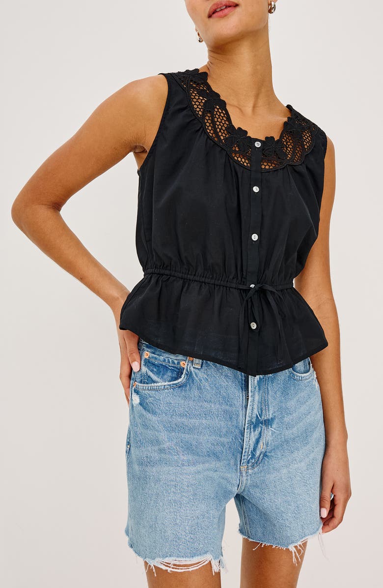 Rails Leilani Peplum Cotton Button-Up Top, Alternate, color, Black